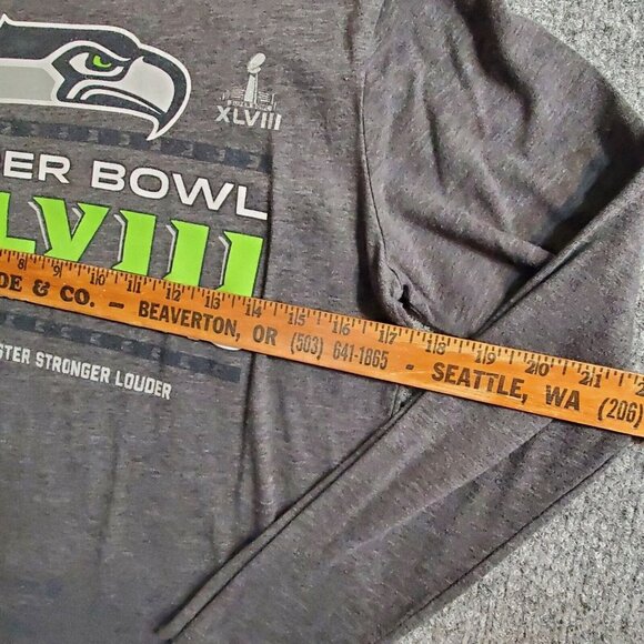 Seattle Seahawks Shirt Adult Womens Large 14/16 Gray Long-Sleeve NFL Superbowl - Picture 7 of 10
